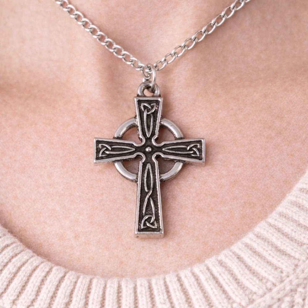 St Justin Celtic Circle Cross Necklet