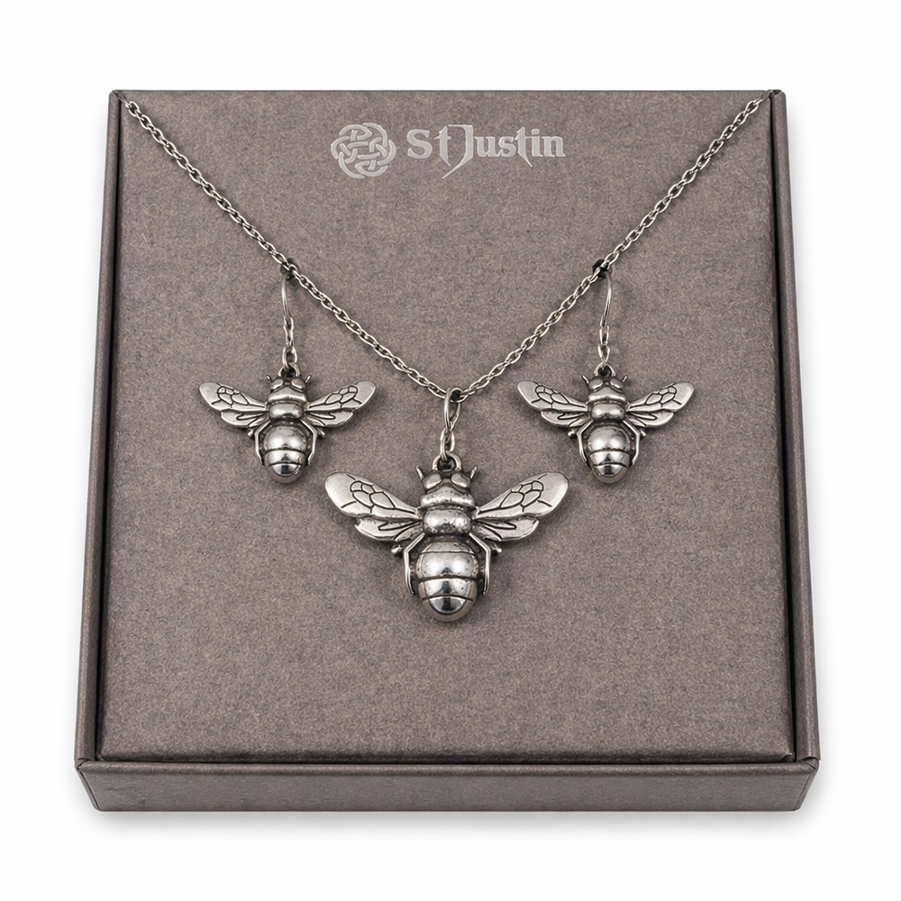 St Justin Pewter Bee Set
