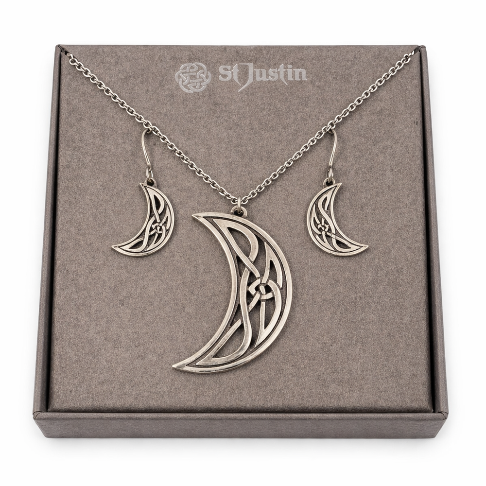 St Justin Pewter Celtic Moon Set