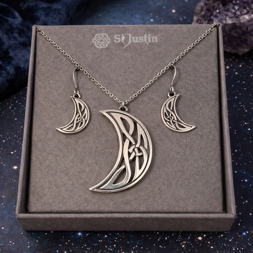 St Justin Pewter Celtic Moon Set