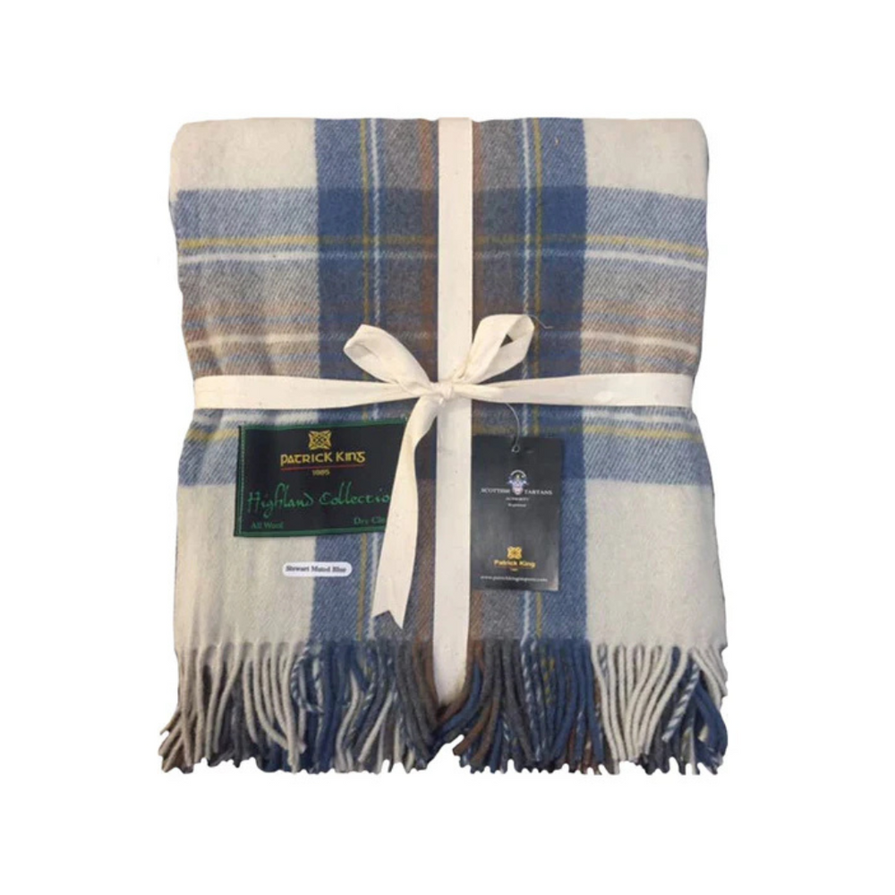 Stewart Muted Blue Deluxe Wool Blanket