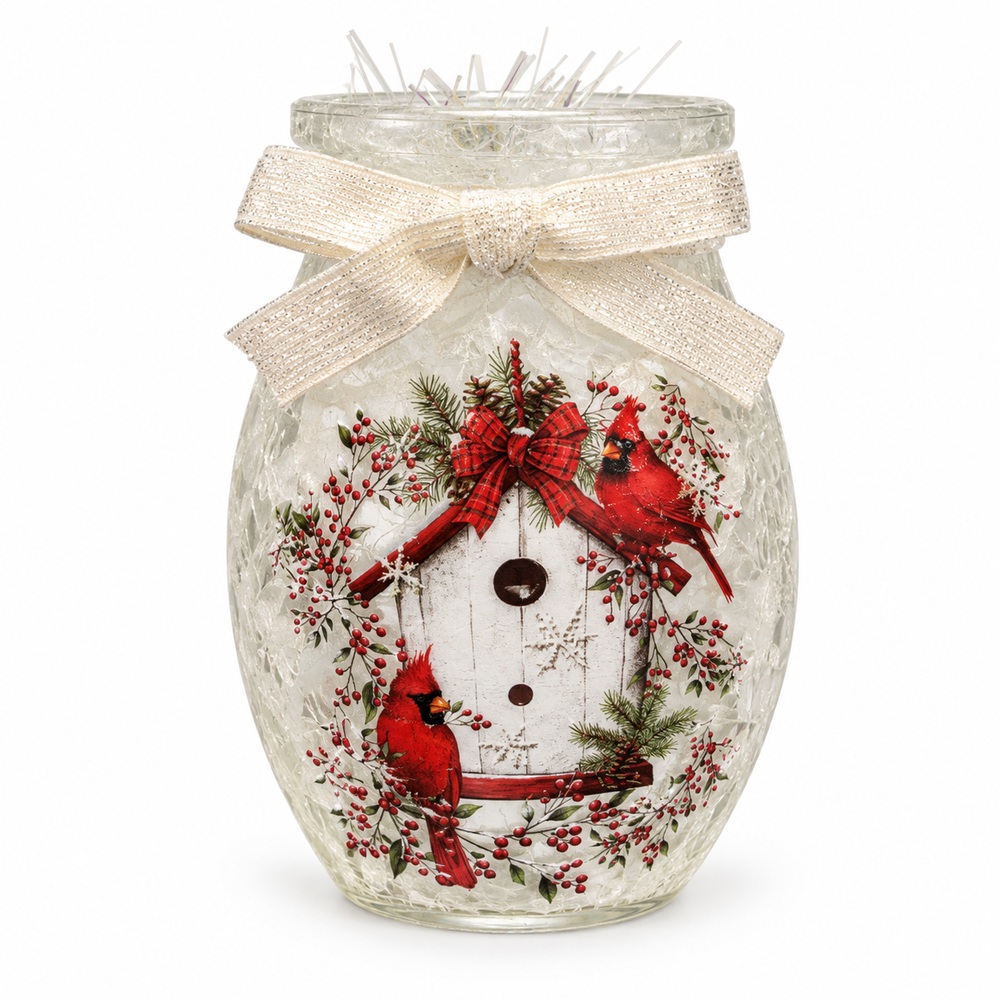 SC Cardinals on Birdhouse Pre-Lit Small Jar