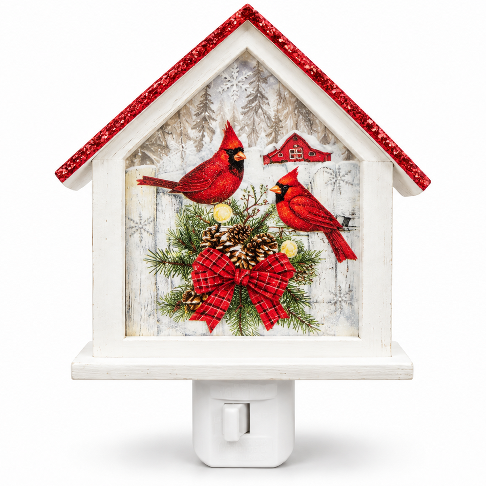Stony Creek Cardinals on Wreath Nightlight