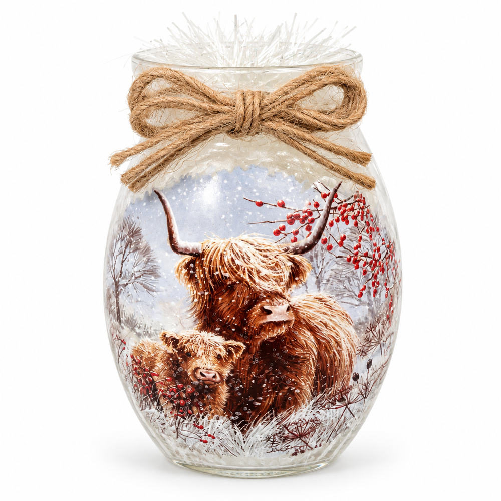 Stony Creek Highland Cow Pre-Lit Small Jar