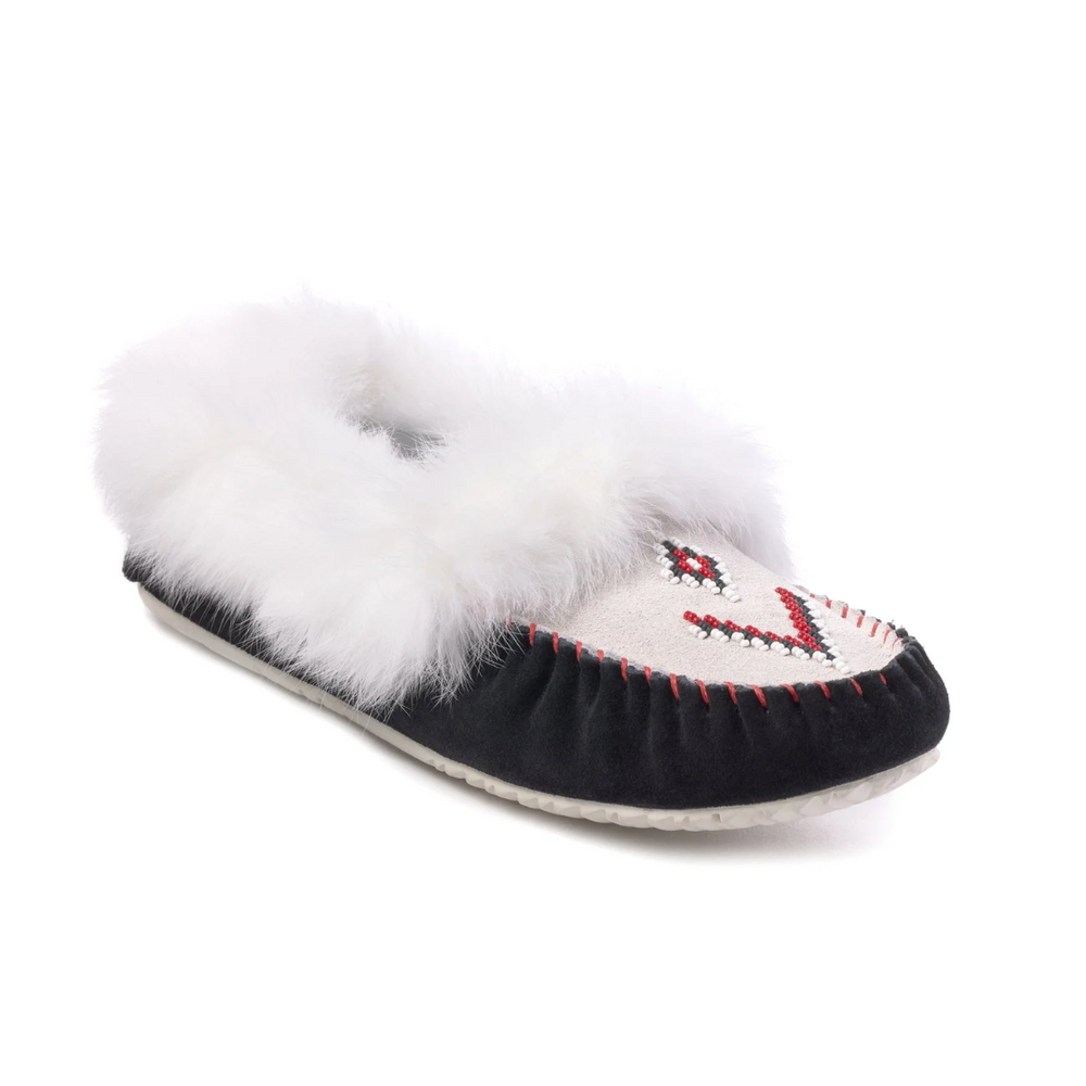 Manitobah Mukluks Street Suede Moccasin Black&White