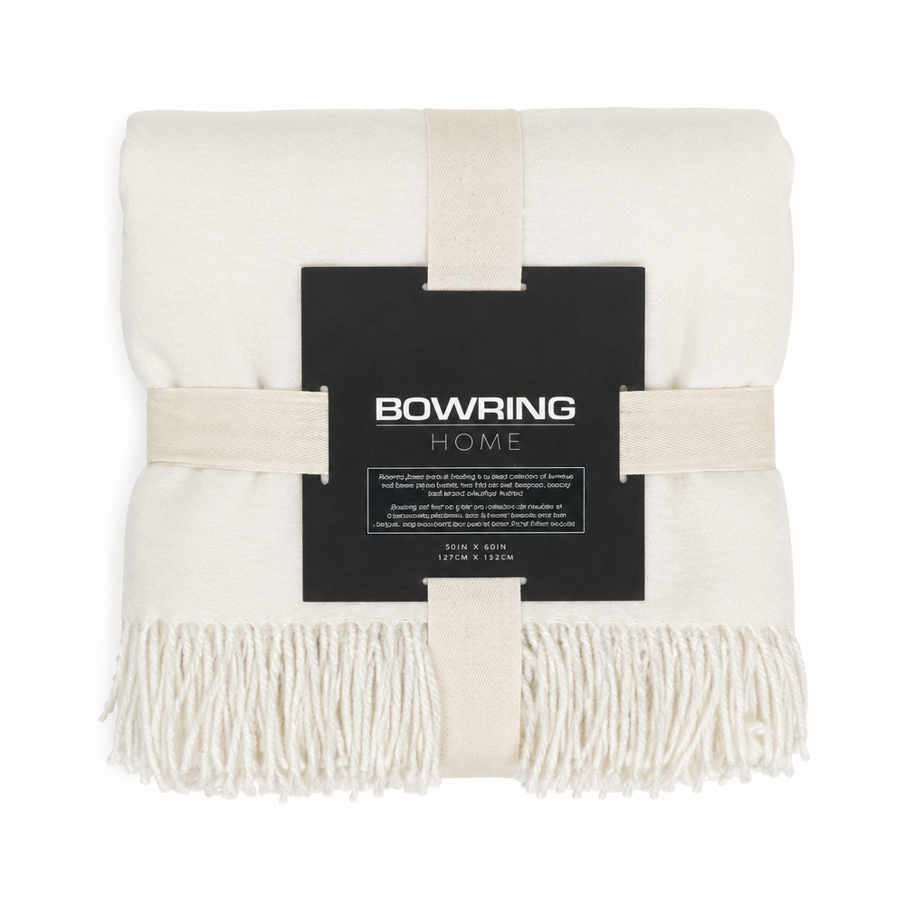 Bowring Pashmina Style Throw Ivory, 50" x 60"