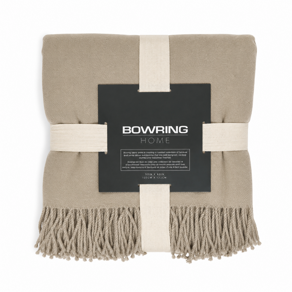 Bowring Pashmina Style Throw Taupe, 50" x 60"
