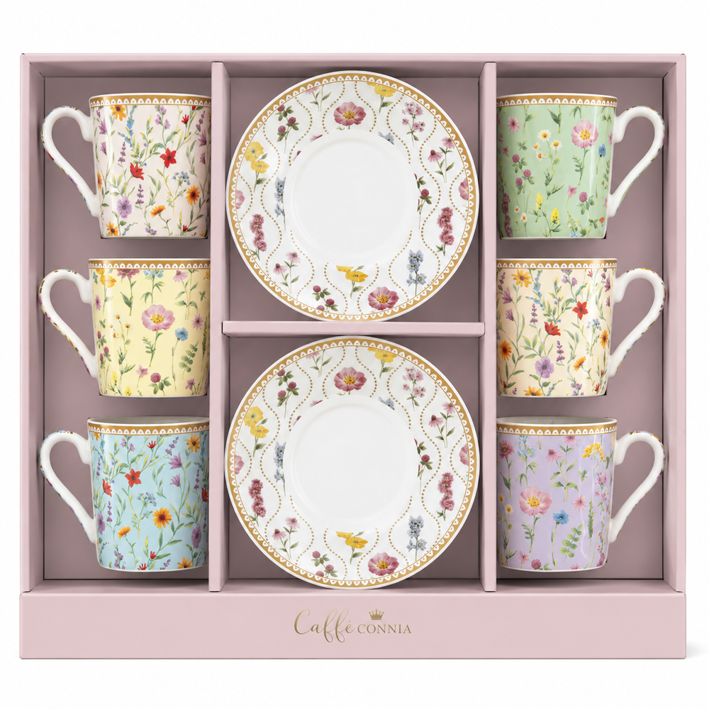 Studio 1811 Espresso Cups & Saucer Meadow Flowers