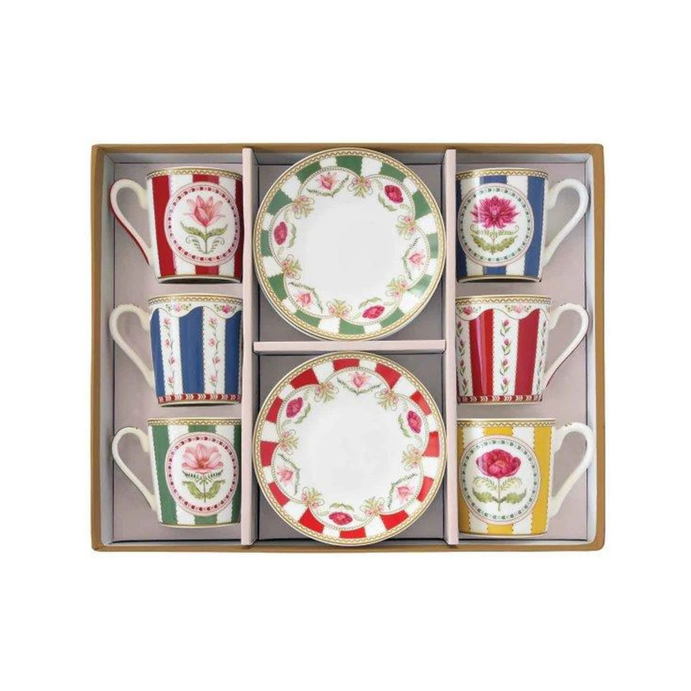 Studio 1811 Flowery Espresso Cup & Saucer Set of 6