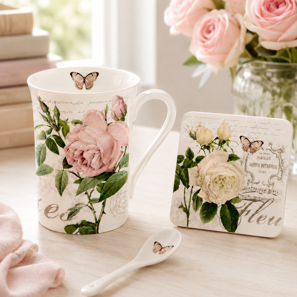 Studio 1811 Jardin Botanique Mug with Spoon & Coaster Set