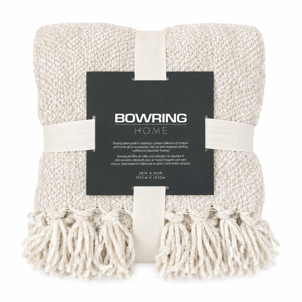 Bowring Darby Chenille Throw Bisque, 50" x 60"