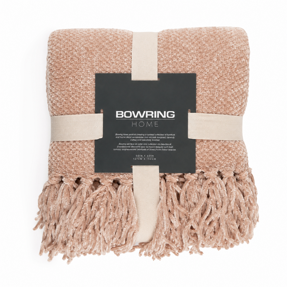 Bowring Darby Chenille Throw Rosewood, 50" x 60"