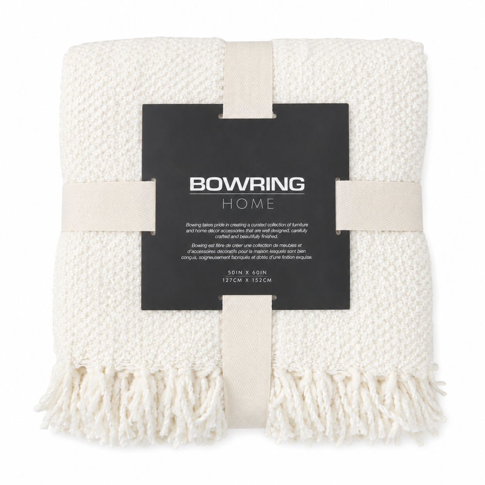 Bowring Darby Chenille Throw Ivory, 50" x 60"
