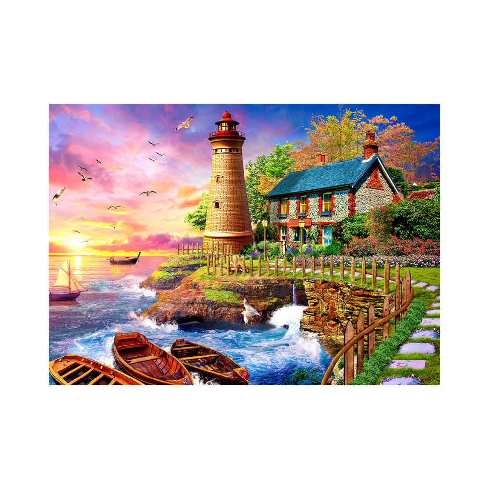 HUADADA 1000 Pieces Puzzle - Sunset Lighthouse