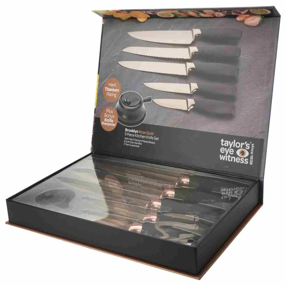 Set of knives in a Taylor's Eye Witness packaging on a white background