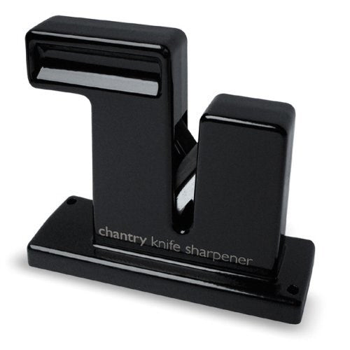 Black knife sharpener with 'chantry' branding on a white background