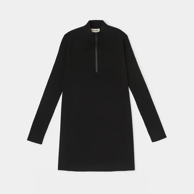 Tilley: 1/4 Zip Sweater Dress Black
