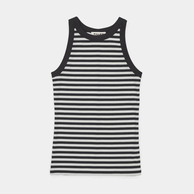 Tilley: High Neck Rib Tank Navy/White Stripe
