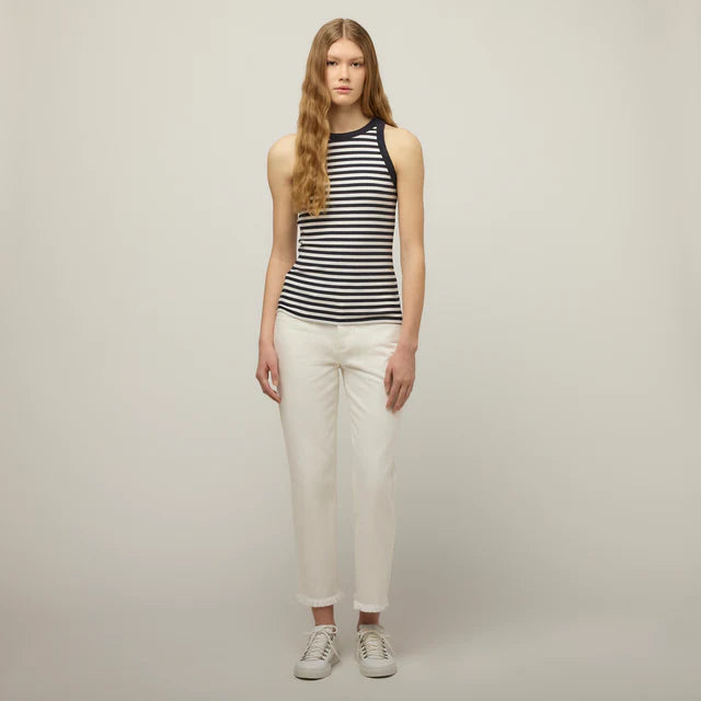 Tilley: High Neck Rib Tank Navy/White Stripe