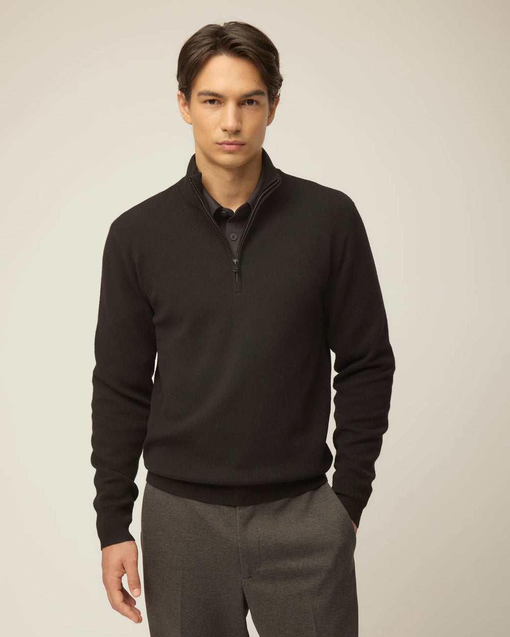 Tilley Mens Stretch Merino 1/4 Zip Black