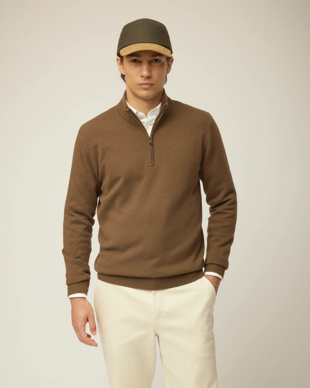 Tilley Mens Stretch Merino 1/4 Zip Peat