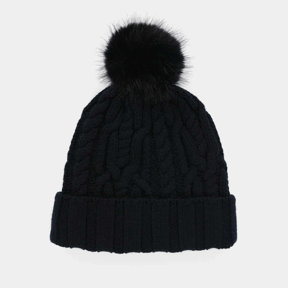 Tilley Pom Pom Cable Beanie Black