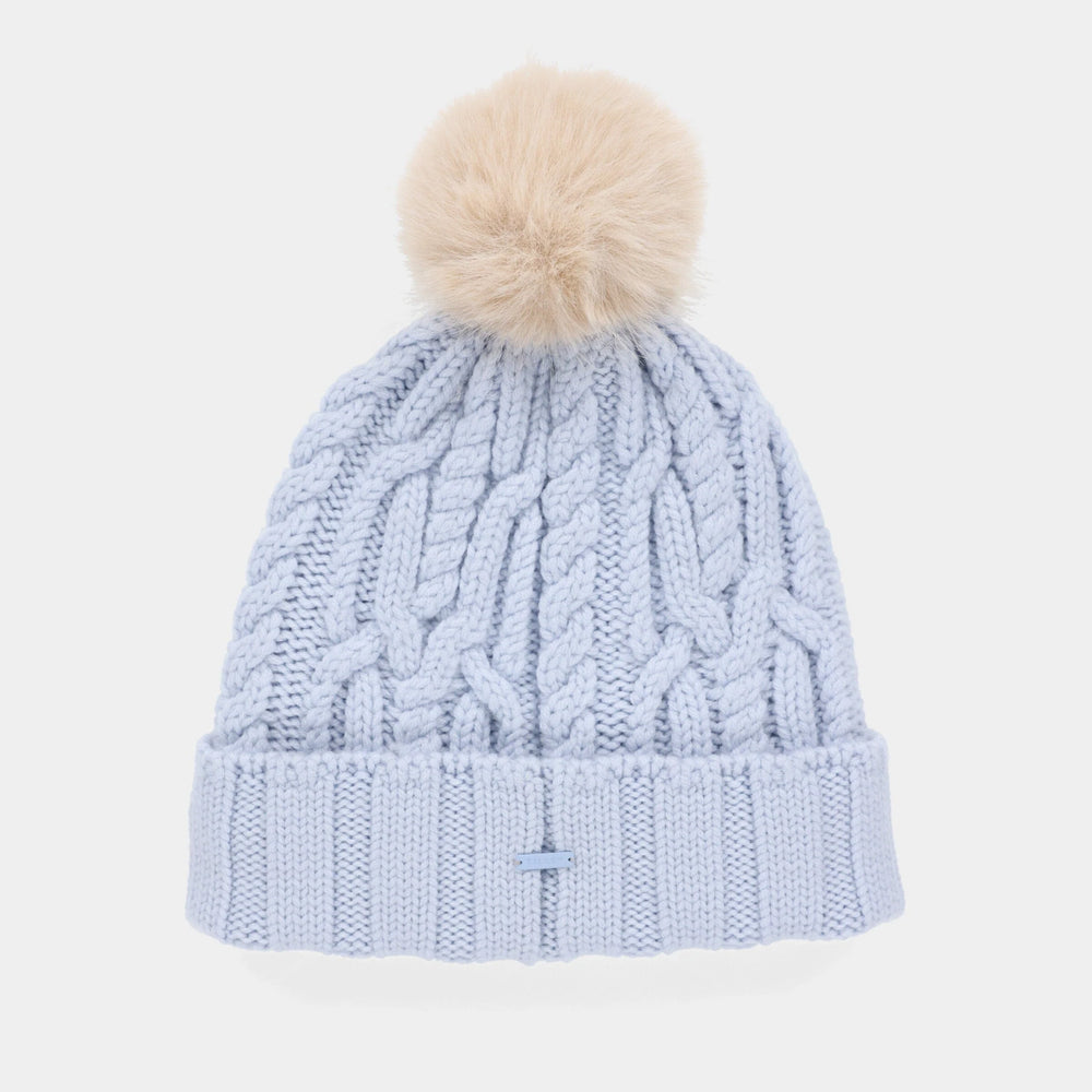 Tilley Pom Pom Cable Beanie Ice Blue