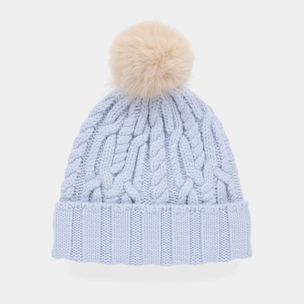 Tilley Pom Pom Cable Beanie Ice Blue