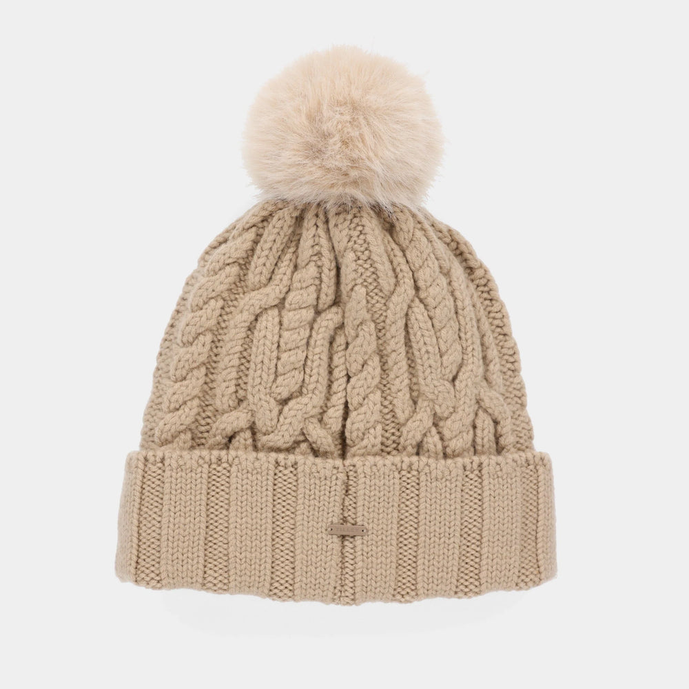 Tilley Pom Pom Cable Beanie Light Camel