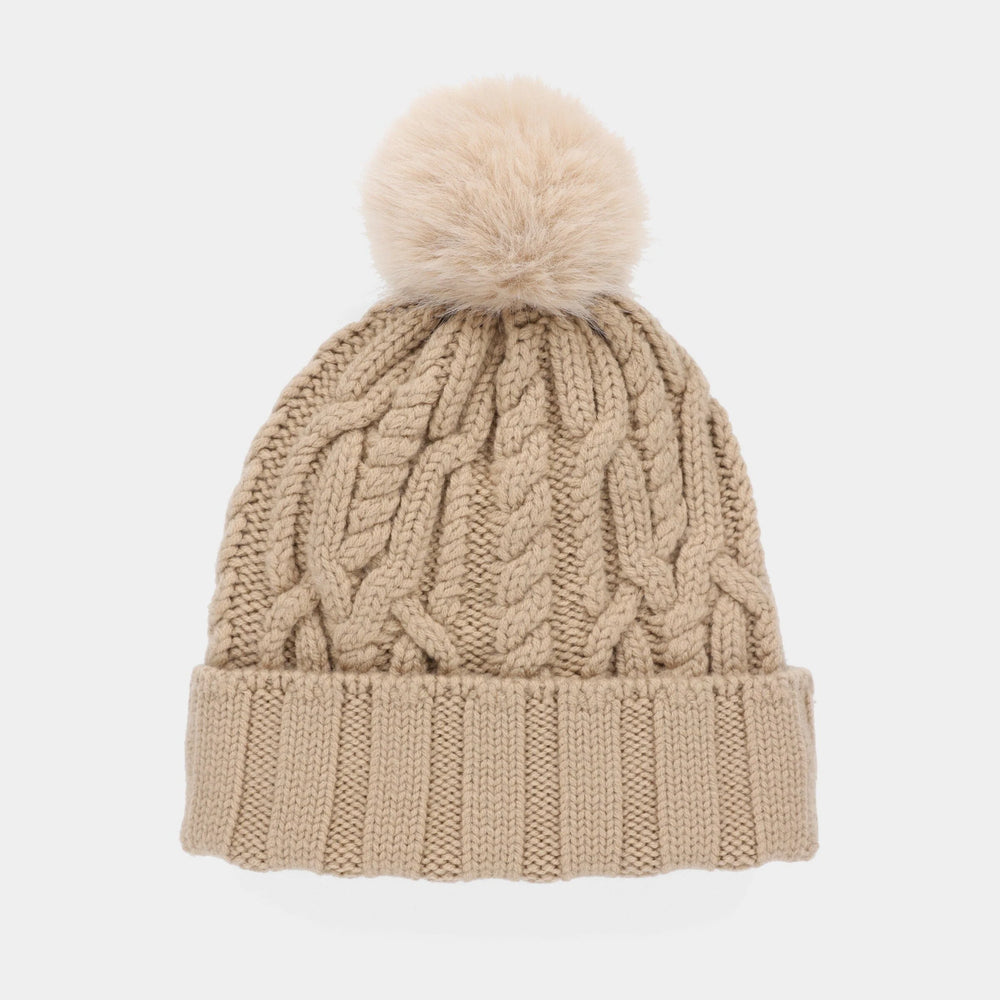 Tilley Pom Pom Cable Beanie Light Camel