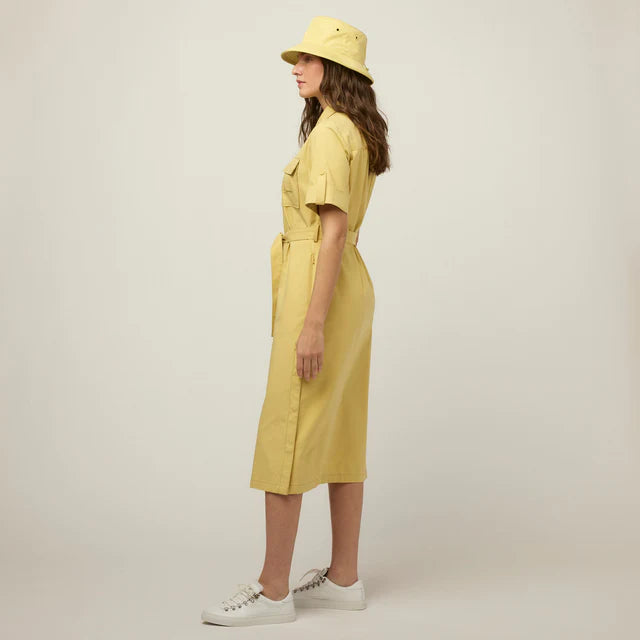 Tilley: Tencel Cotton Safari Midi Dress Lemon Grass