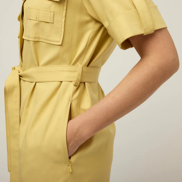 Tilley: Tencel Cotton Safari Midi Dress Lemon Grass