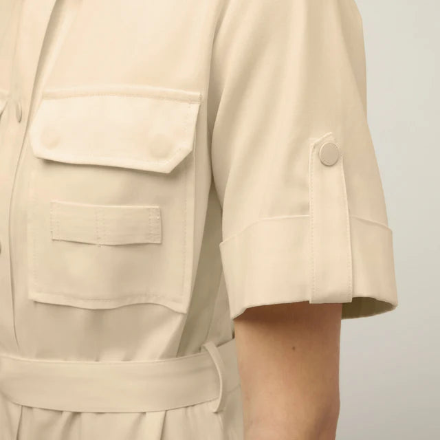 Tilley: Tencel Cotton Safari Midi Dress Safari Tan