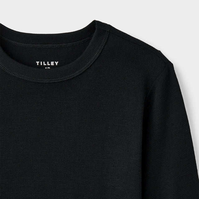 Tilley: Womens Long Sleeve Rib Merino Tee Black