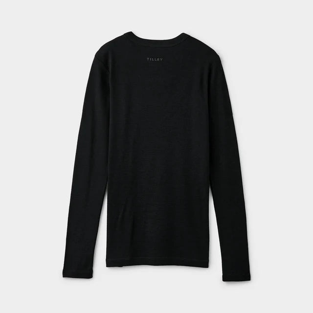 Tilley: Womens Long Sleeve Rib Merino Tee Black
