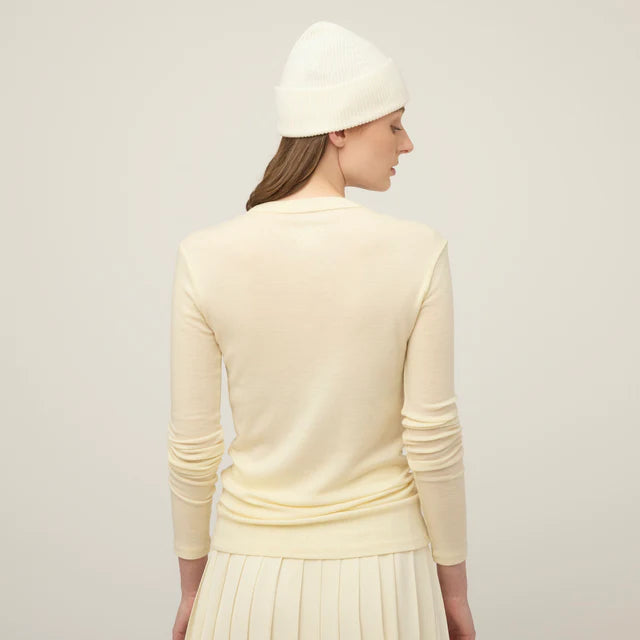 Tilley: Womens Long Sleeve Rib Merino Tee Cream