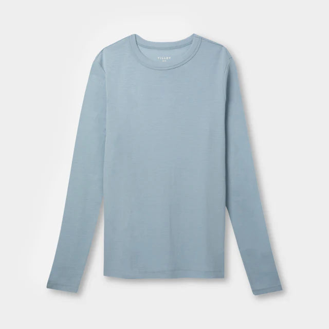 Tilley: Womens Long Sleeve Rib Merino Tee Ice Blue
