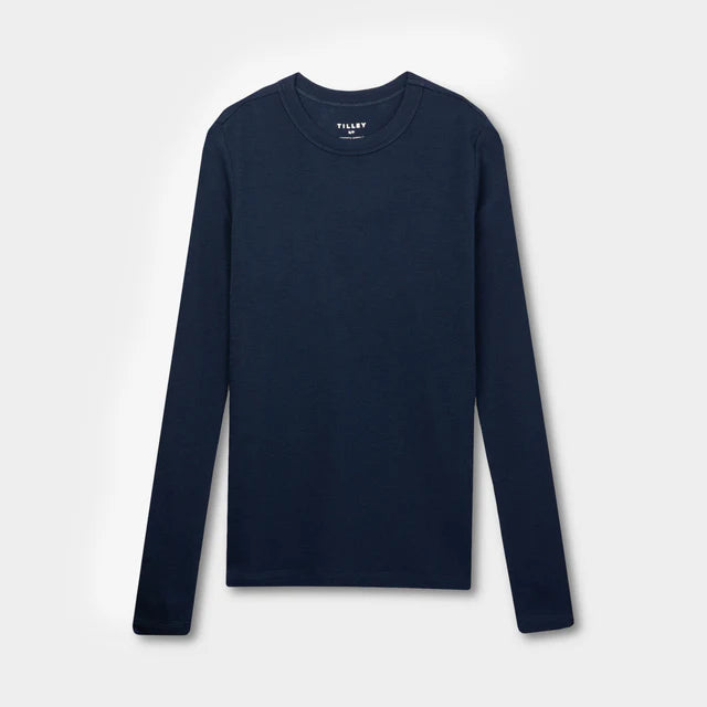 Tilley: Womens Long Sleeve Rib Merino Tee Navy