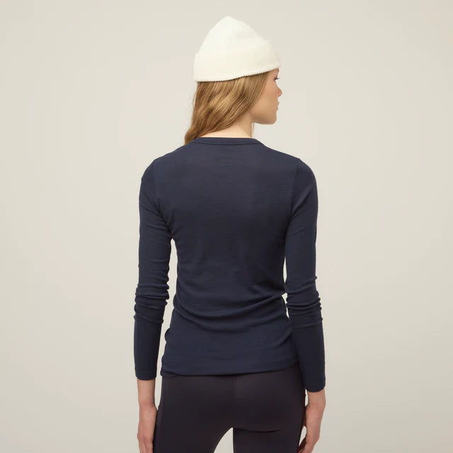 Tilley: Womens Long Sleeve Rib Merino Tee Navy