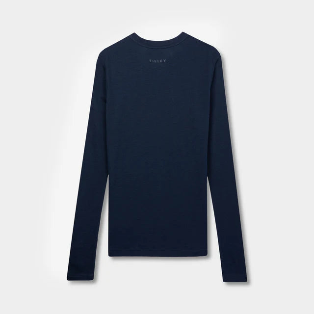 Tilley: Womens Long Sleeve Rib Merino Tee Navy