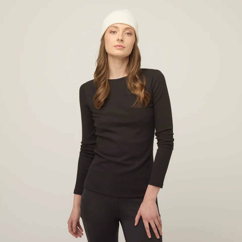 Tilley: Womens Long Sleeve Tencel Rib Tee Black