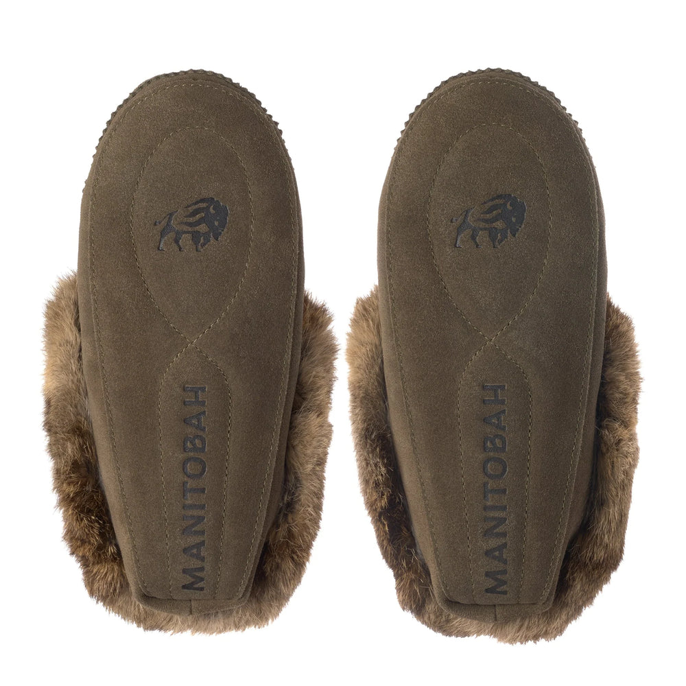 Manitobah Tipi Suede Moccasin Dark Olive
