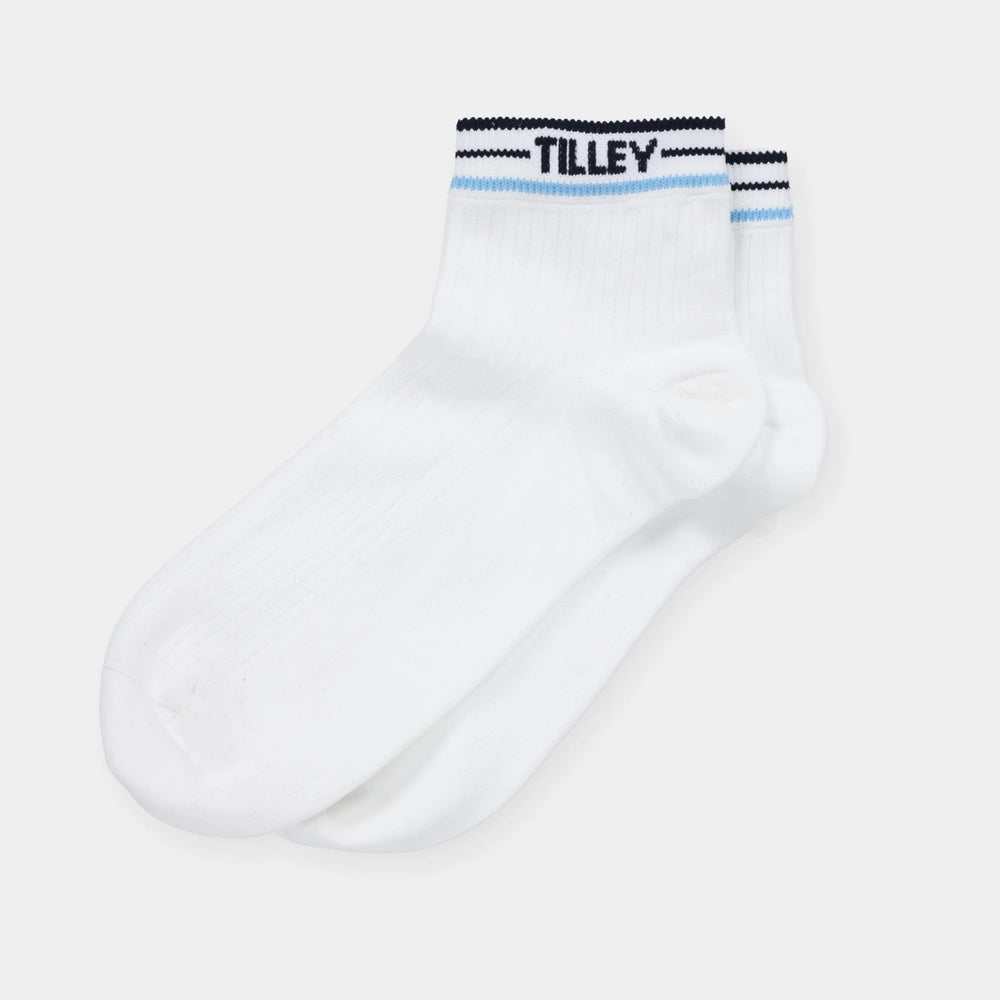 Tilley: Tipped Ankle Sock White/Navy/Blue