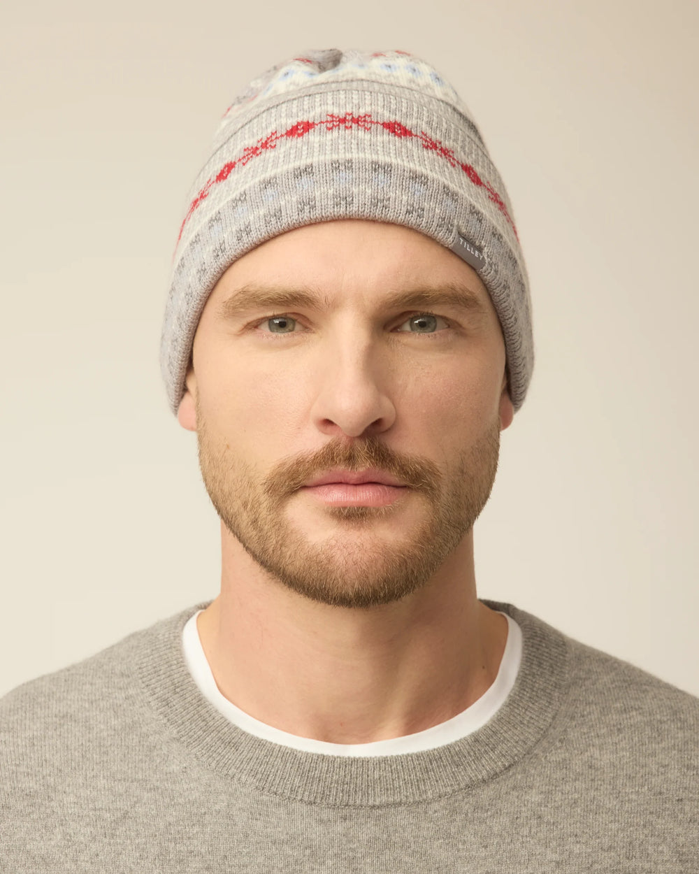 Tilley Hat-Fair Isle Cuffless Beanie Grey