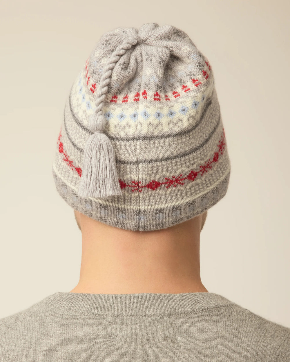 Tilley Hat-Fair Isle Cuffless Beanie Grey