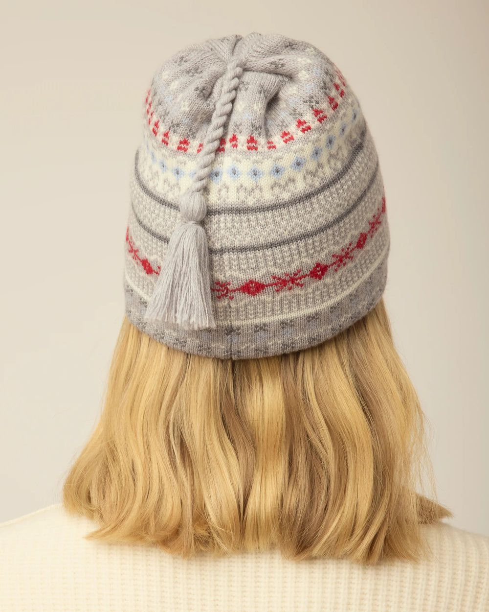 Tilley Hat-Fair Isle Cuffless Beanie Grey