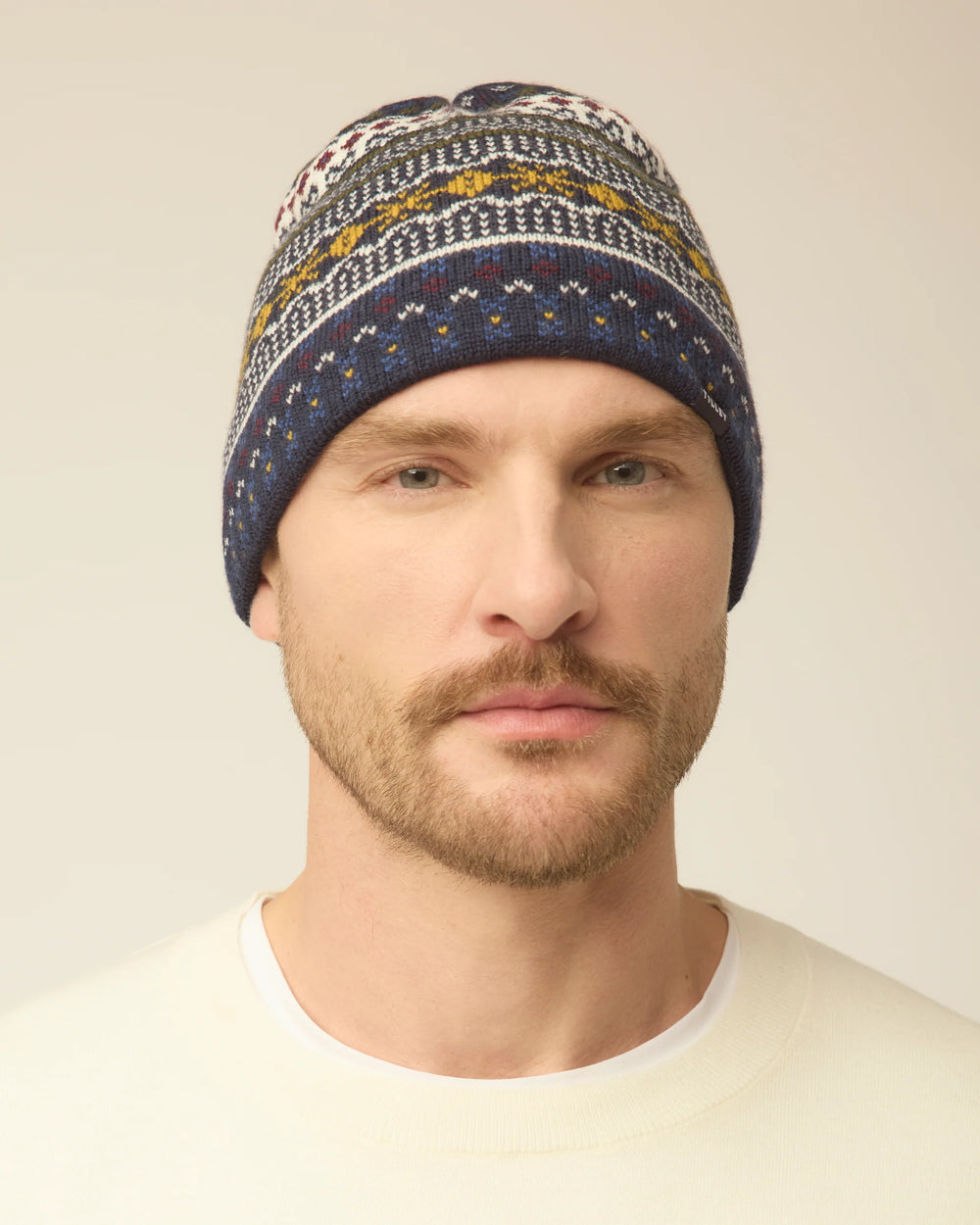Tilley Hat-Fair Isle Cuffless Beanie Navy