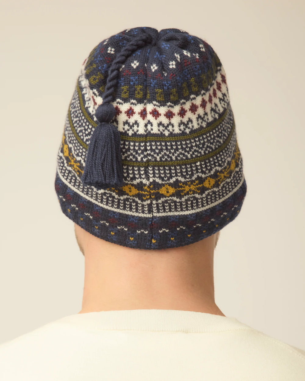 Tilley Hat-Fair Isle Cuffless Beanie Navy