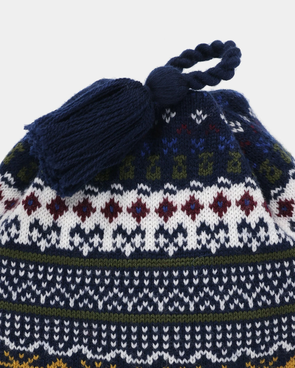 Tilley Hat-Fair Isle Cuffless Beanie Navy