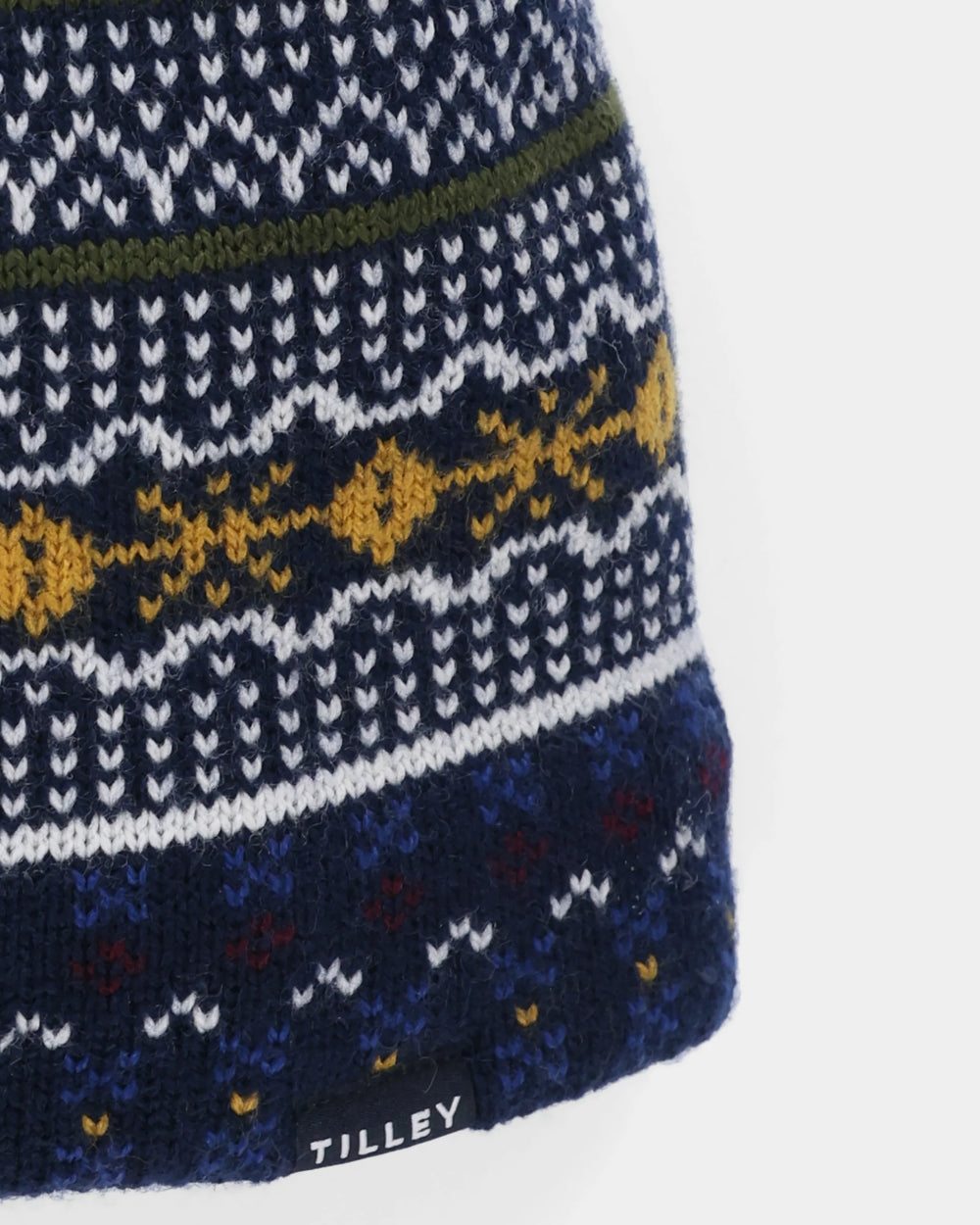 Tilley Hat-Fair Isle Cuffless Beanie Navy